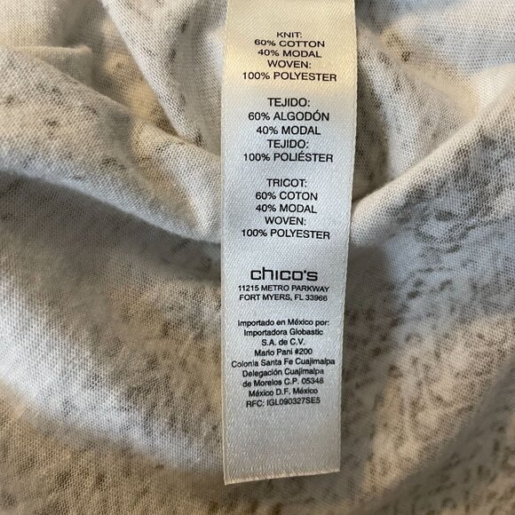 Chico’s Brown White Striped V Neck Short Sleeve Top Size 1 Medium Casual Fall - Picture 10 of 10